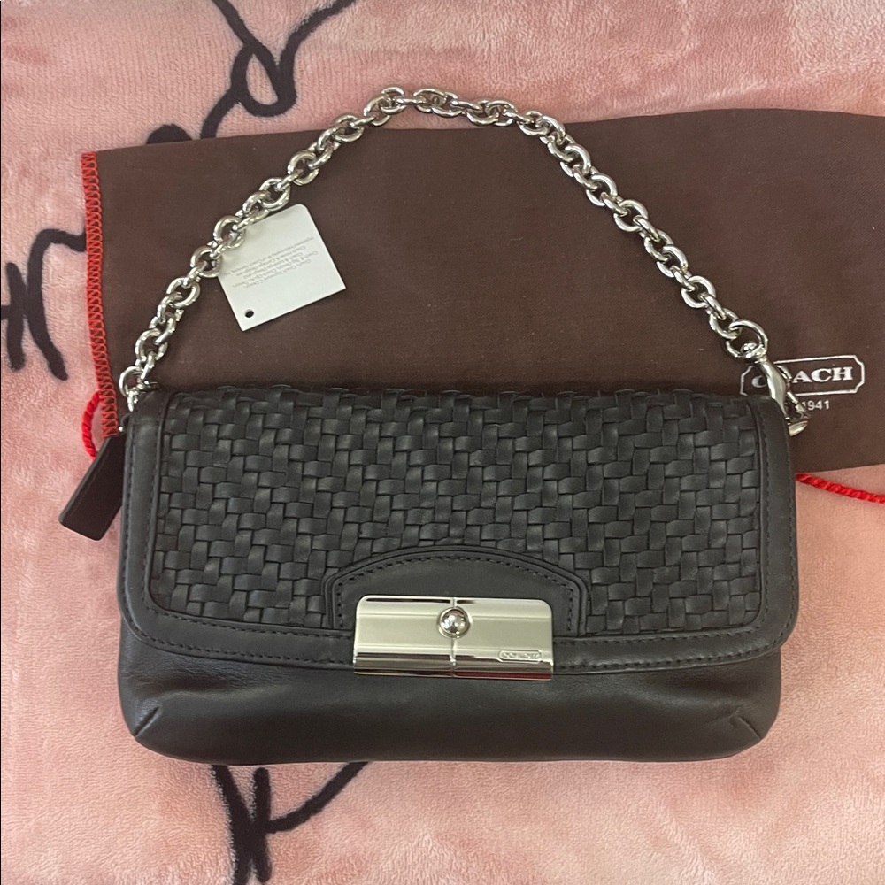 Coach Kristin Woven Leather Clutch